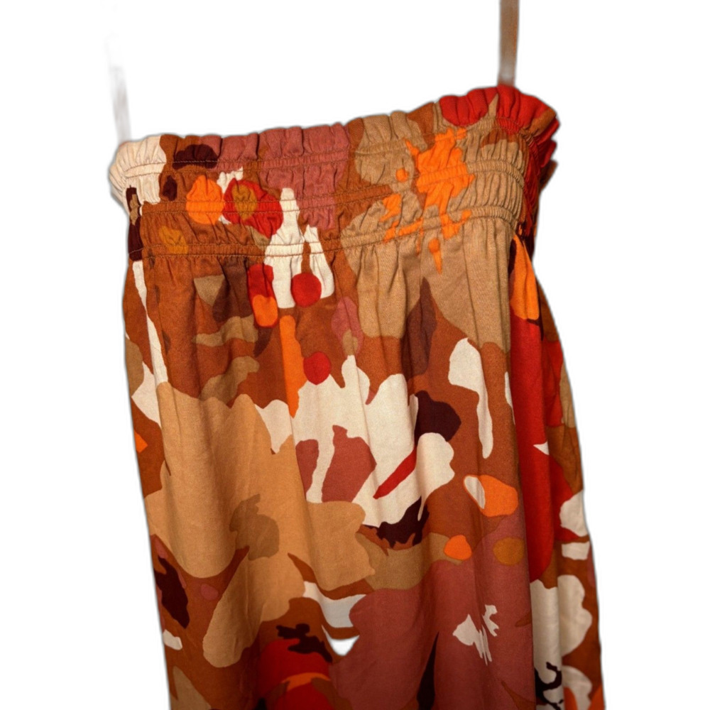 Sanctuary Floral Smocked Camisole Dress Orange Brown White Womens NWT - Picture 8 of 9